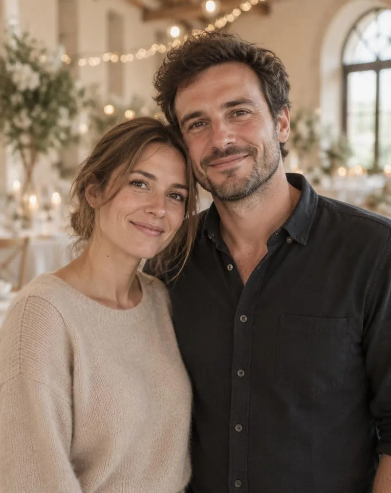 Justine et Alexandre, les fondateurs de Petit Clic, souriants dans une salle de réception